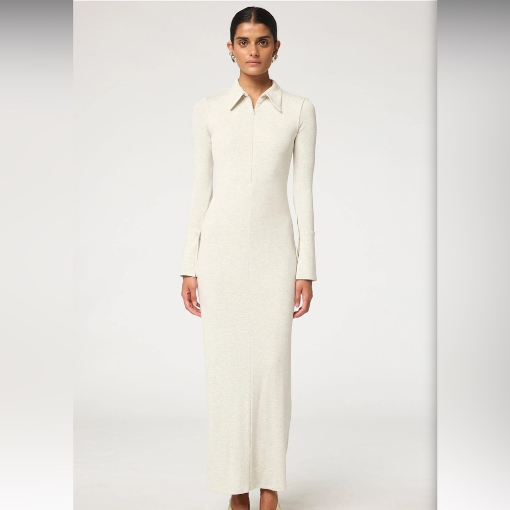Elegant Cream Long Sleeve Dress